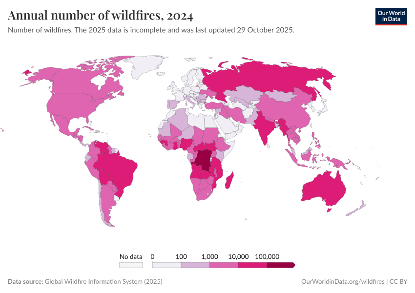 A thumbnail of the "Annual number of wildfires" chart