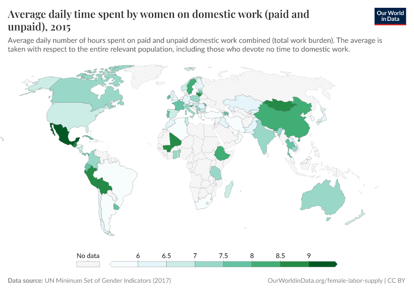 A thumbnail of the "Average daily time spent by women on domestic work (paid and unpaid)" chart