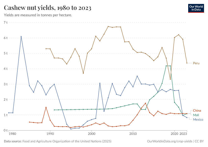 A thumbnail of the "Cashew nut yields" chart