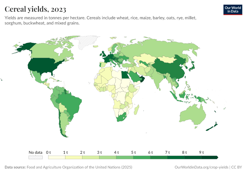 A thumbnail of the "Cereal yields" chart