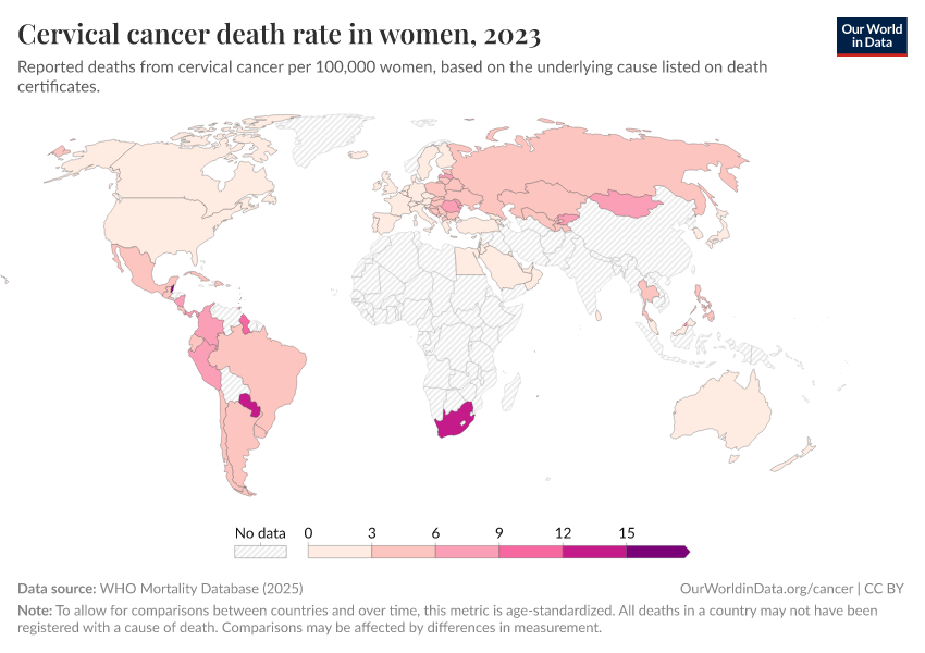 A thumbnail of the "Cervical cancer death rate in women" chart