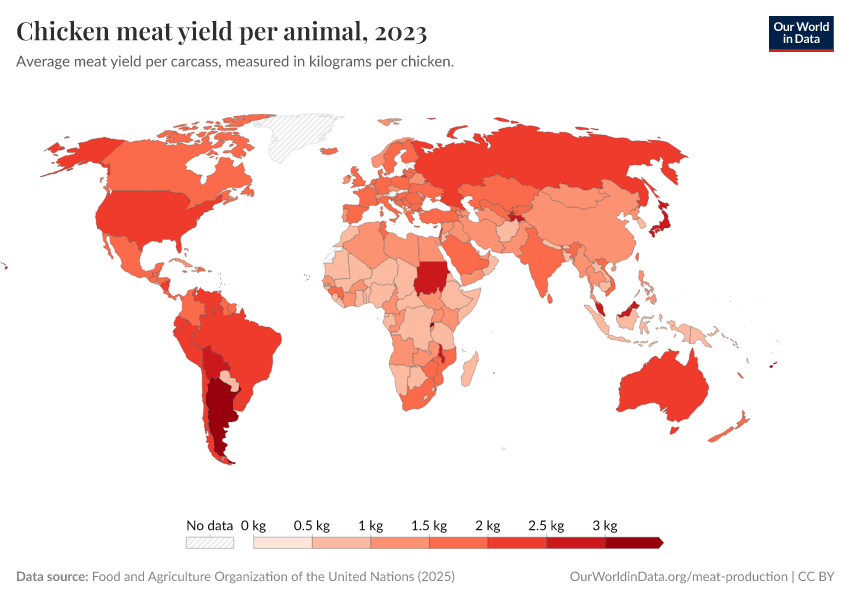 A thumbnail of the "Chicken meat yield per animal" chart