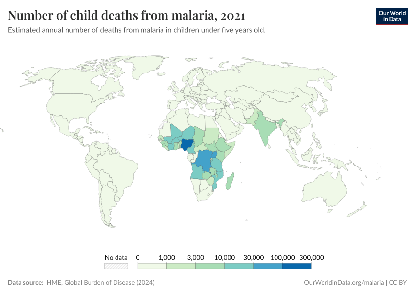 A thumbnail of the "Number of child deaths from malaria" chart