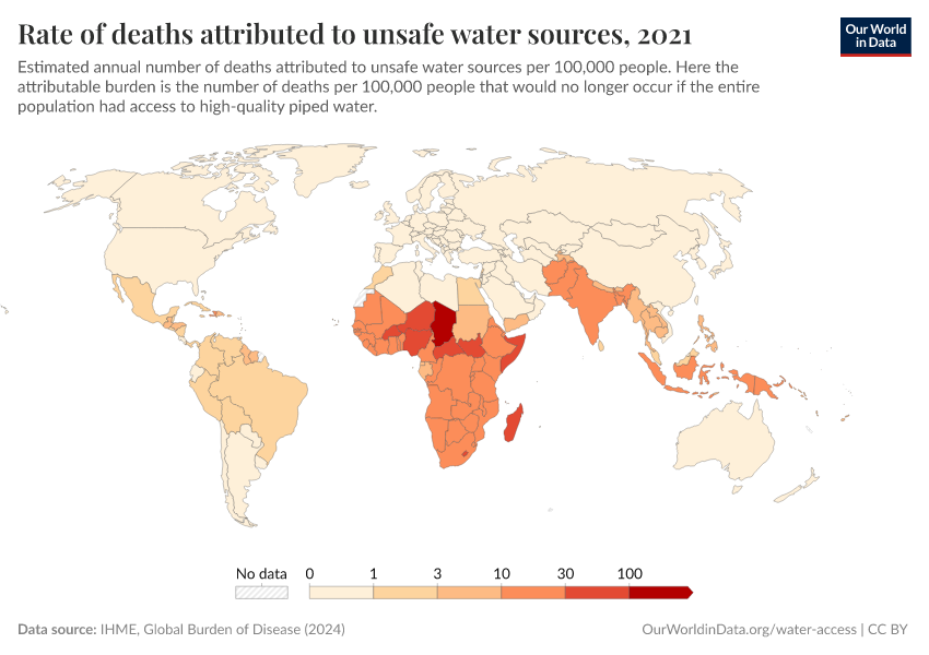 A thumbnail of the "Rate of deaths attributed to unsafe water sources" chart