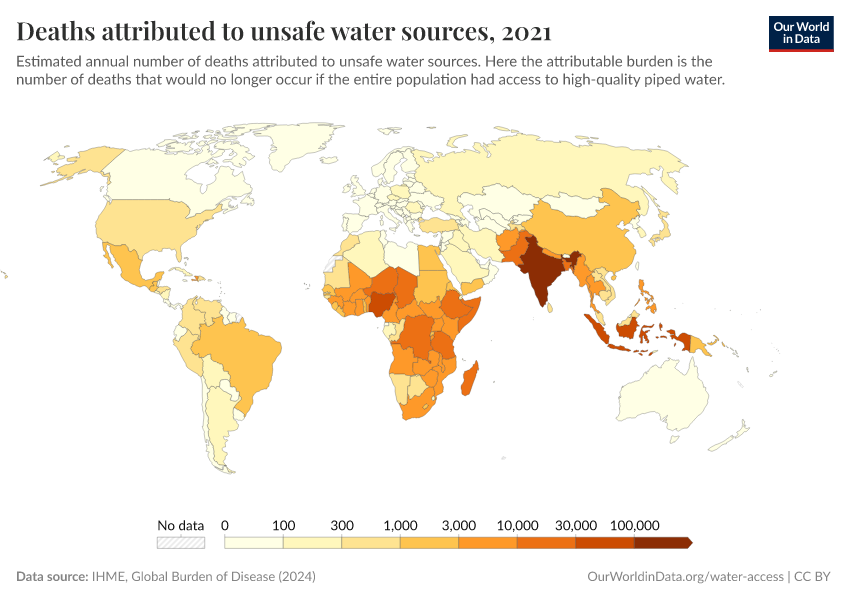 A thumbnail of the "Deaths attributed to unsafe water sources" chart