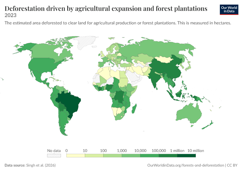 A thumbnail of the "Deforestation driven by agricultural expansion and forest plantations" chart