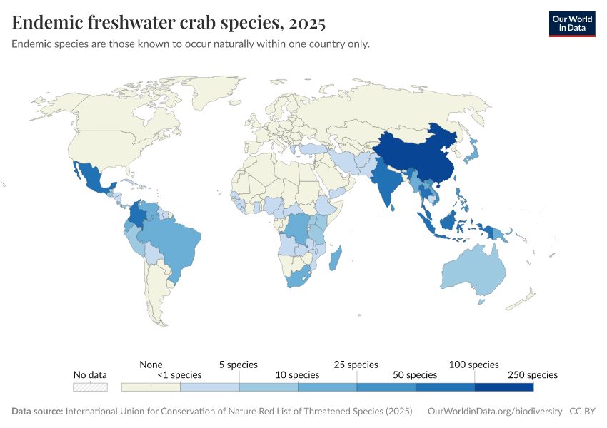 A thumbnail of the "Endemic freshwater crab species" chart