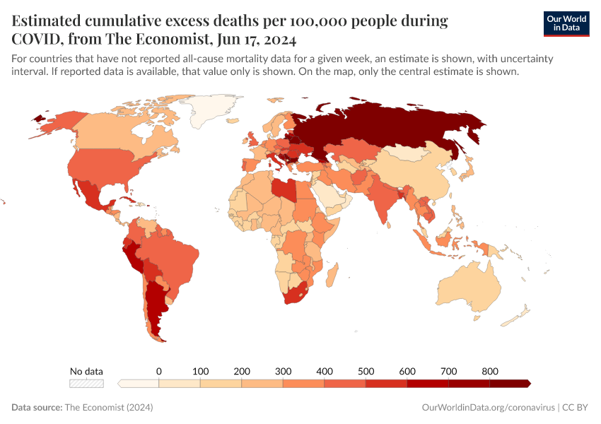 A thumbnail of the "Estimated cumulative excess deaths per 100,000 people during COVID, from The Economist" chart