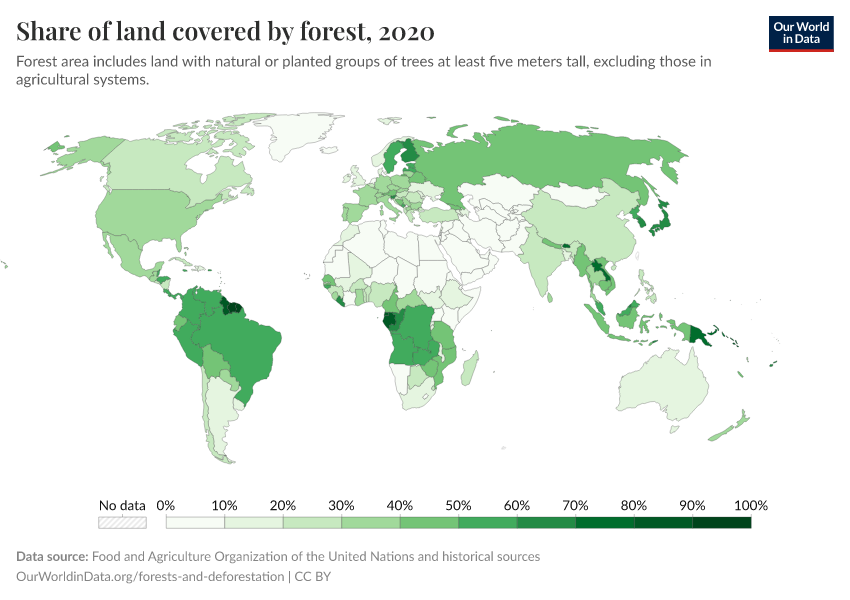A thumbnail of the "Share of land covered by forest" chart