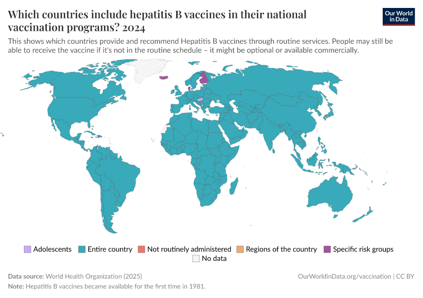 A thumbnail of the "Which countries include hepatitis B vaccines in their national vaccination programs?" chart