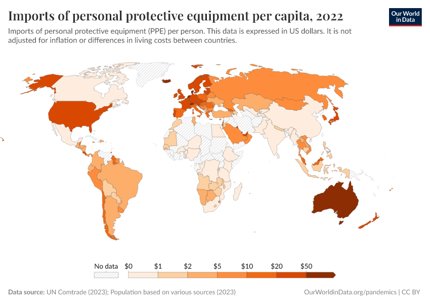 A thumbnail of the "Imports of personal protective equipment per capita" chart