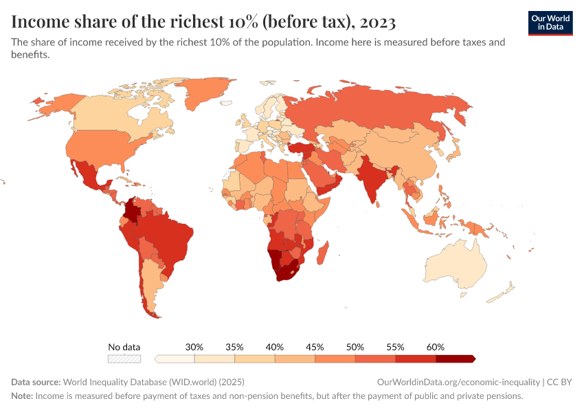 A thumbnail of the "Income share of the richest 10% (before tax)" chart