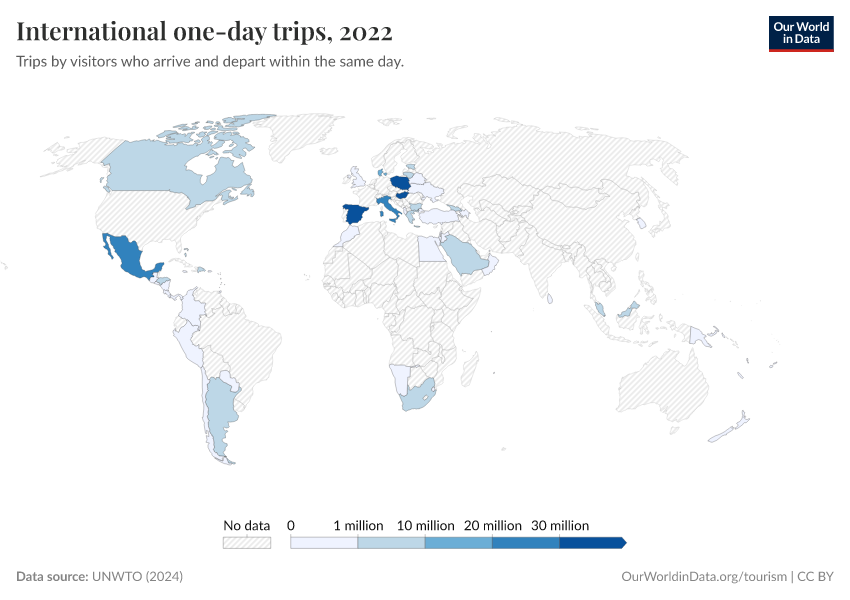 A thumbnail of the "International one-day trips" chart