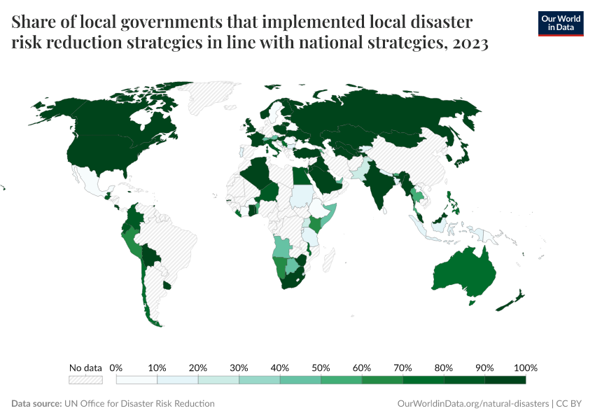 A thumbnail of the "Share of local governments that implemented local disaster risk reduction strategies in line with national strategies" chart