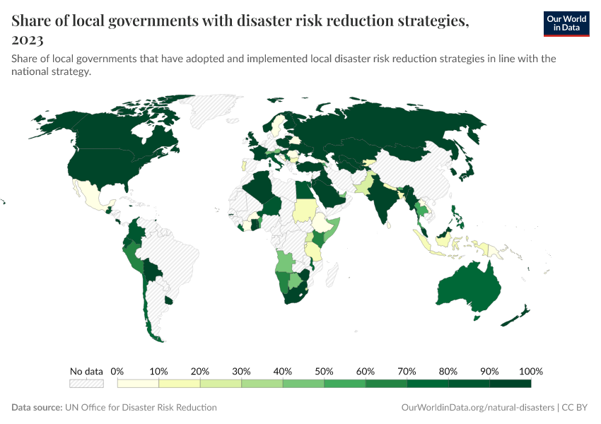 A thumbnail of the "Share of local governments with disaster risk reduction strategies" chart