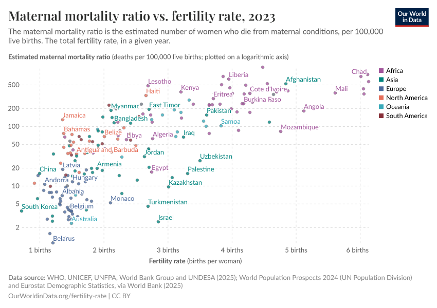 A thumbnail of the "Maternal mortality ratio vs. fertility rate" chart