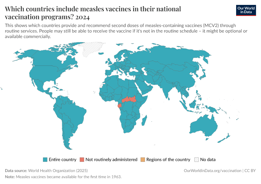 A thumbnail of the "Which countries include measles vaccines in their national vaccination programs?" chart
