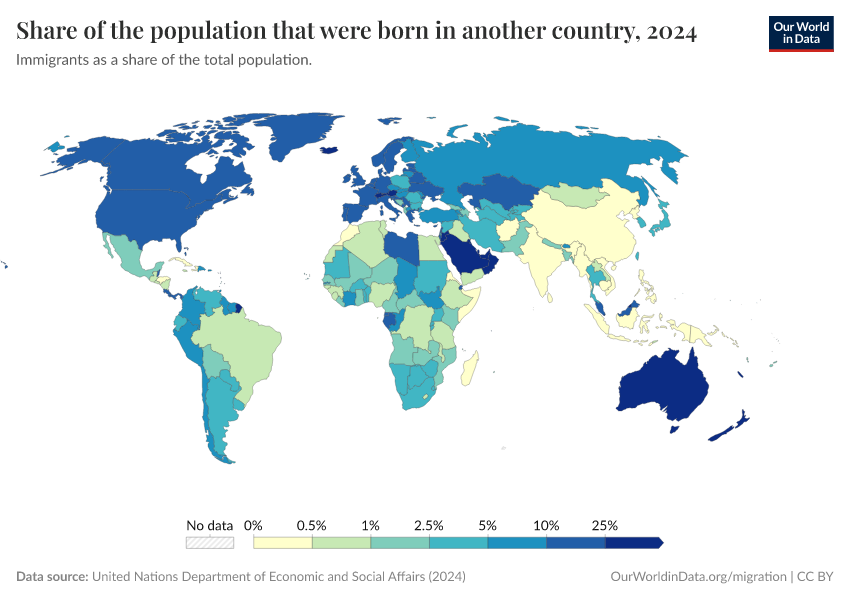A thumbnail of the "Share of the population that were born in another country" chart