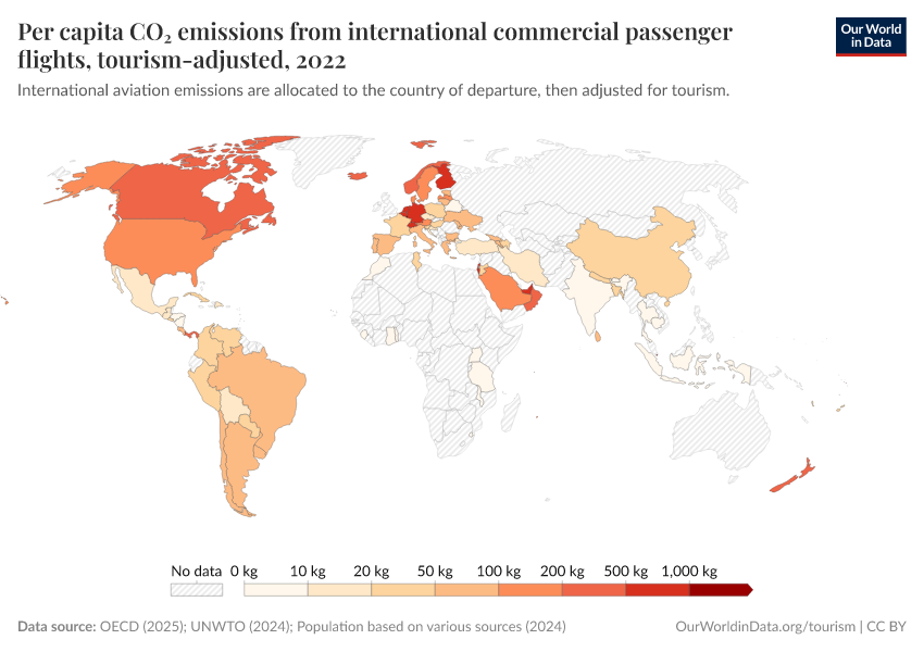 A thumbnail of the "Per capita CO₂ emissions from international commercial passenger flights, tourism-adjusted" chart