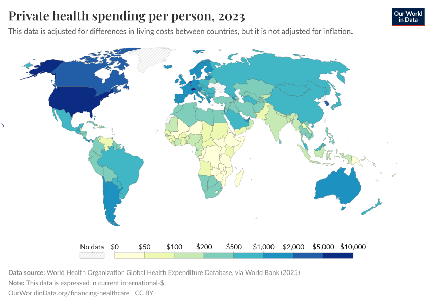 A thumbnail of the "Private health spending per person" chart