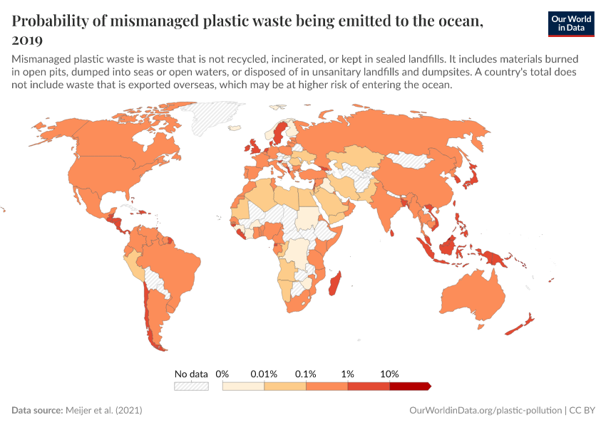 A thumbnail of the "Probability of mismanaged plastic waste being emitted to the ocean" chart