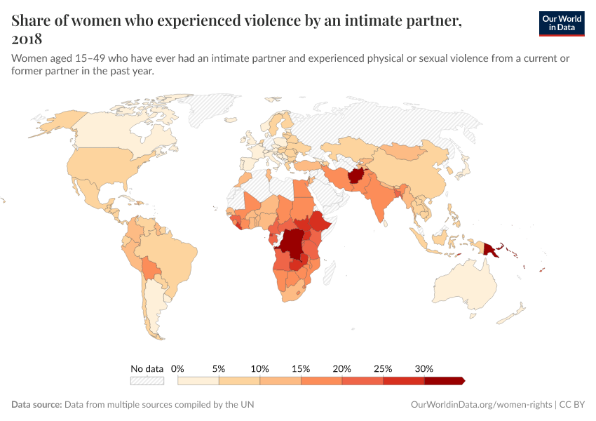 A thumbnail of the "Share of women who experienced  violence by an intimate partner" chart
