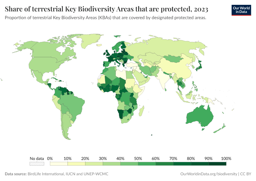 A thumbnail of the "Share of terrestrial Key Biodiversity Areas that are protected" chart