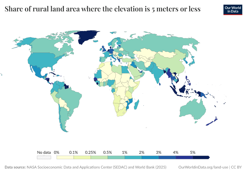 A thumbnail of the "Share of rural land area where the elevation is 5 meters or less" chart