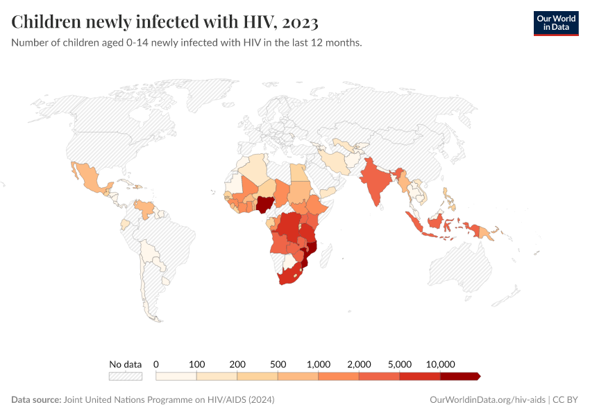 A thumbnail of the "Children newly infected with HIV" chart