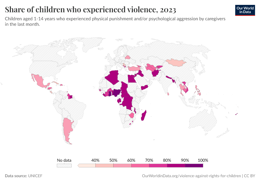 A thumbnail of the "Share of children who experienced violence" chart
