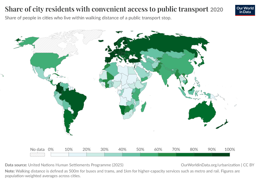 A thumbnail of the "Share of city residents with convenient access to public transport" chart