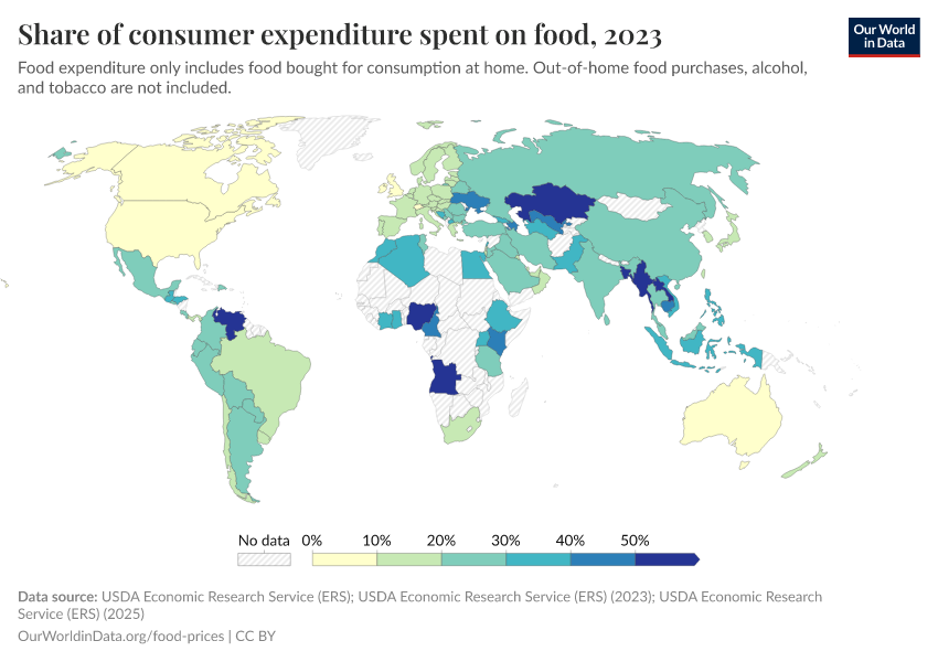 A thumbnail of the "Share of consumer expenditure spent on food" chart
