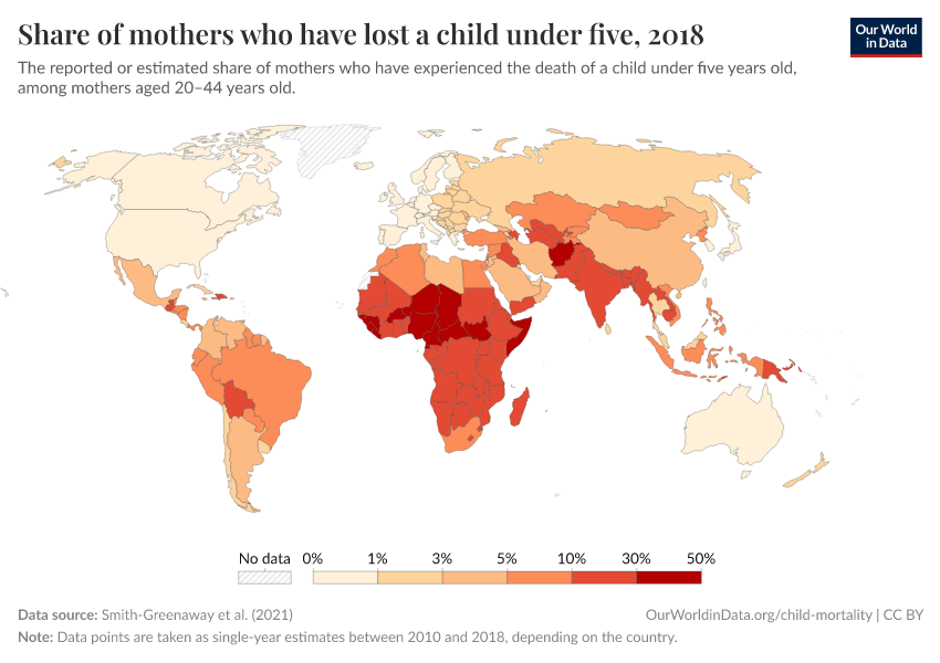 A thumbnail of the "Share of mothers who have lost a child under five" chart