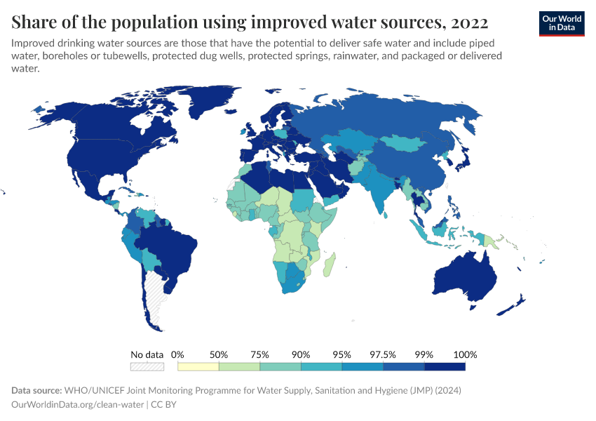 A thumbnail of the "Share of the population using improved water sources" chart