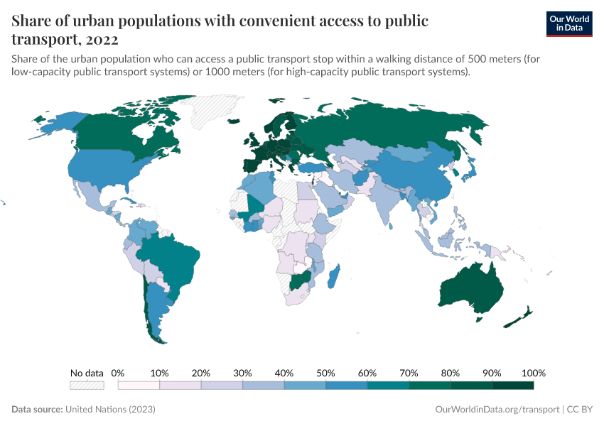 A thumbnail of the "Share of urban populations with convenient access to public transport" chart