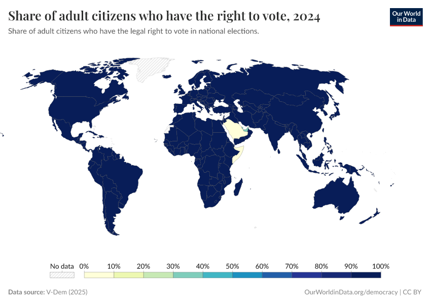 A thumbnail of the "Share of adult citizens who have the right to vote" chart