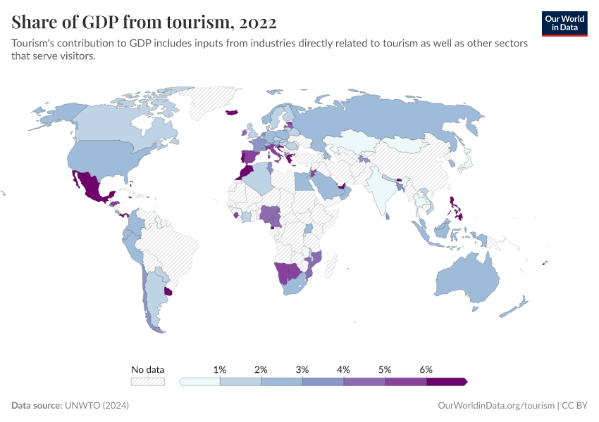 A thumbnail of the "Share of GDP from tourism" chart