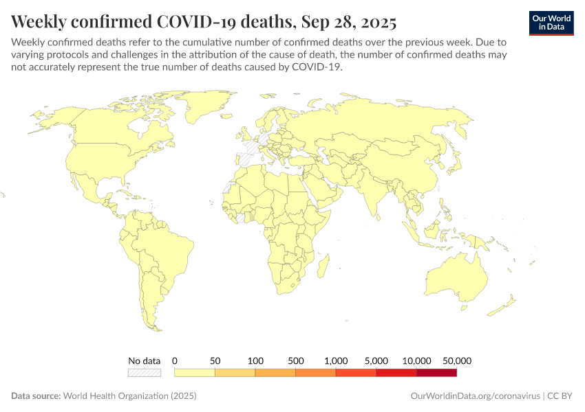 A thumbnail of the "Weekly confirmed COVID-19 deaths" chart