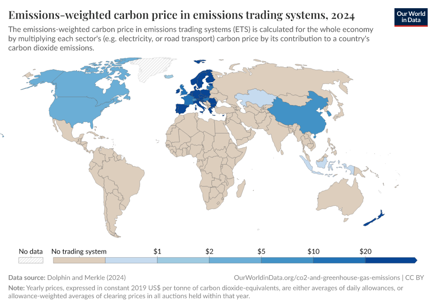A thumbnail of the "Emissions-weighted carbon price in emissions trading systems" chart
