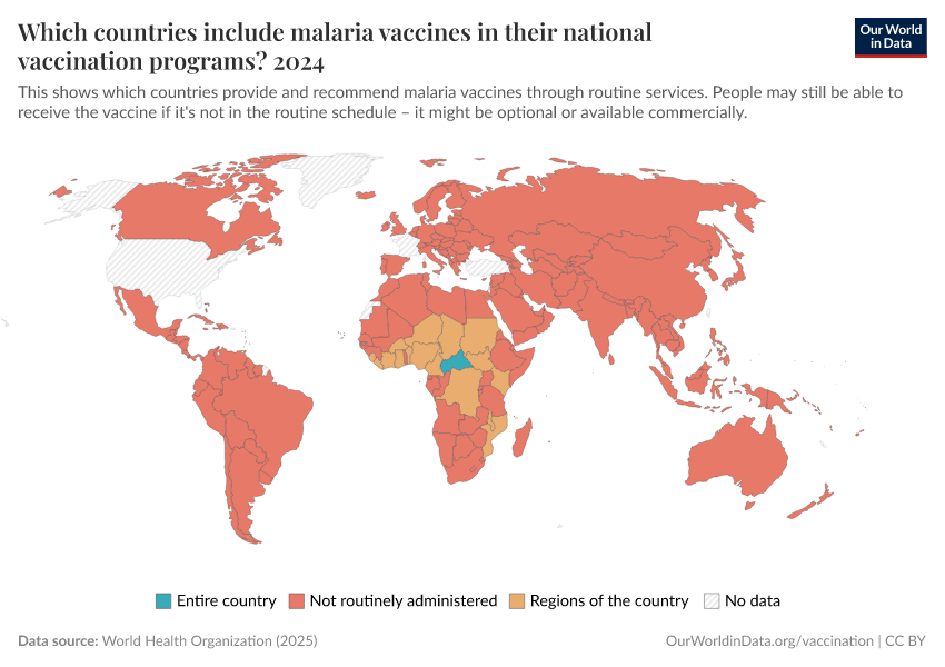 A thumbnail of the "Which countries include malaria vaccines in their national vaccination programs?" chart